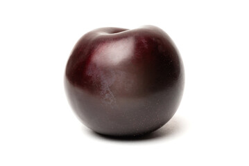 one fresh ripe plum on a white background
