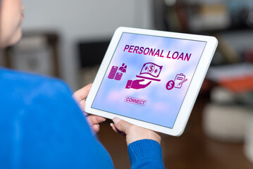 Personal loan concept on a tablet