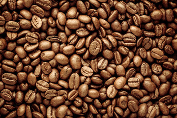 Obraz premium Roasted Coffee Beans background texture. 