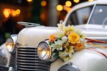 Wedding car decoration, generative ai