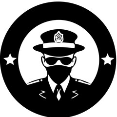 Logo design of a policeman in black and white, vector illustration of a cop