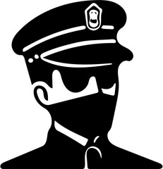Logo design of a policeman in black and white, vector illustration of a cop