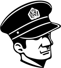 Logo design of a policeman in black and white, vector illustration of a cop
