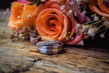 Fototapeta na wymiar Wedding rings, generative ai
