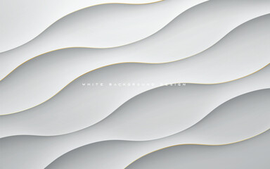 Modern abstract wavy light silver background vector with golden line.