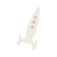 Flying rocket, spaceship hand drawn cartoon illustration. Flat style design, isolated vector. Kids print element, space travel, technology, adventure, transport, science fiction, cosmos, universe