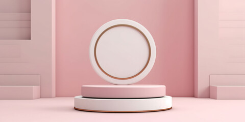 Pink podium stage display minimalism clay texture by generative AI tools