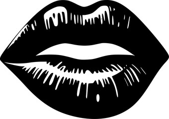 Lips | Black and White Vector illustration