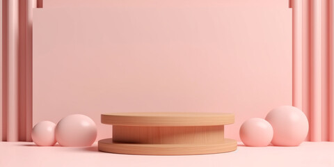 Fototapeta premium Pink podium stage display minimalism clay texture by generative AI tools