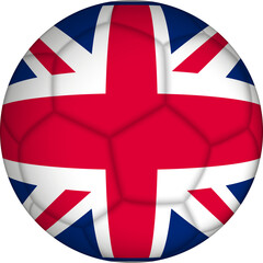 Football ball with United Kingdom flag pattern.