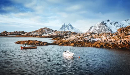 Deurstickers Reinefjorden Lofoten Islands, Norway.