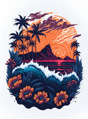 Palm Beach landscape. AI generated illustration