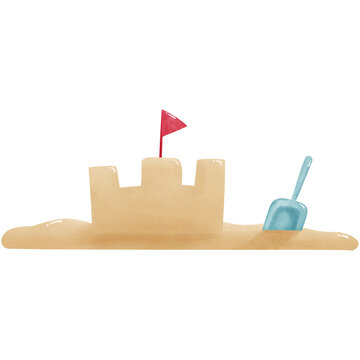 Sand Castle Watercolor Illustration