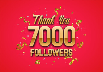 7000 followers. Poster for social network and followers. Vector template for your design.