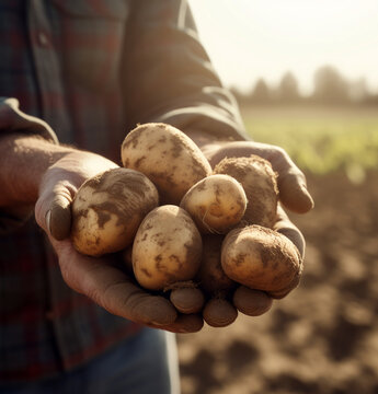 natural organic fresh potatoes harvest on the field
