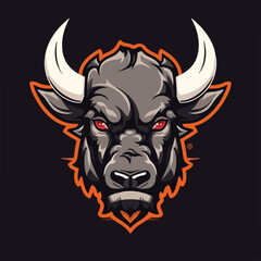 angry bull buffalo bison head e sport logo vector illustration