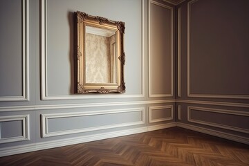 Blank Photo Frame on a White Wall: A Gallery-Inspired Interior Design Option: Generative AI