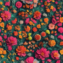Badezimmer Foto Rückwand Bouquet of colorful flowers with elegant background for textile fabric. Seamless pattern in many types of blooming flowers mixed in different style in vector, design for fashion, wallpaper, fabric and © Дмитри Лобакин