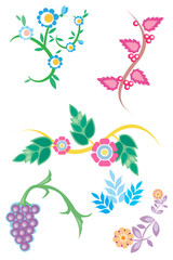 Set of Art Deco flowers vector plants and flowers.