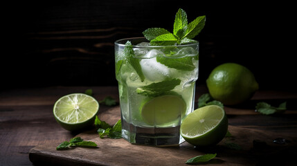Fototapeta premium Orzeźwiający, letni koktajl mojito. Generowany obraz AI
