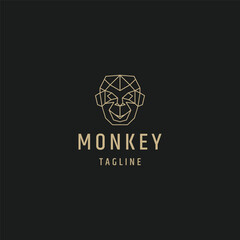 Monkey head line art logo design template