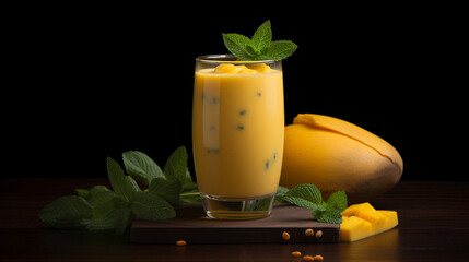 Creamy mango lassi smoothie. Generative AI image