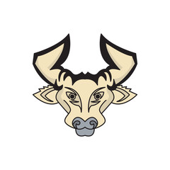 Bull logo design template sign. solid color style,
