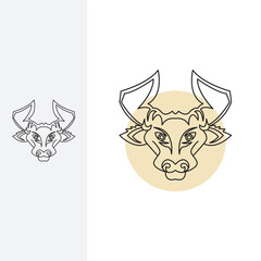 Bull Logo symbol and icon Template vector. logo with monoline style,

