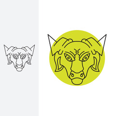 fierce cow logo design vector template sign icon. logo with lineart style,
