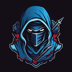 ninja samurai katana sword man logo esport gaming vector illustration © stylusstudio