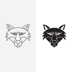 coyote logo design template sign. monoline style and silhouette stylish.
