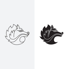 Fox logo design template sign. monogram style and silhouette stylish.
