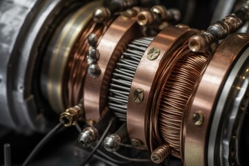 Fototapeta na wymiar Modern big copper powerful motor. Generative AI