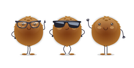 Coconut Character with Various Face Expressions