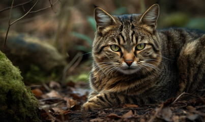 photo of Manx cat in its natural habitat. Generative AI