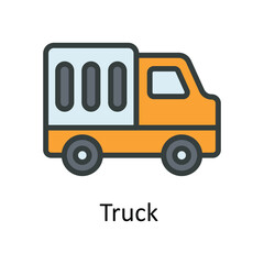 Truck  vector  Fill outline Icon Design illustration. Work in progress Symbol on White background EPS 10 File
