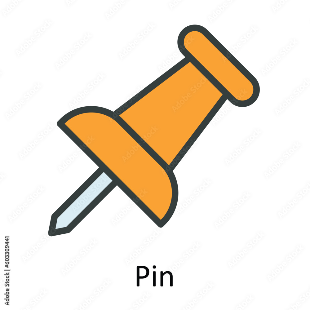 Poster pin vector fill outline icon design illustration. work in progress symbol on white background eps 10