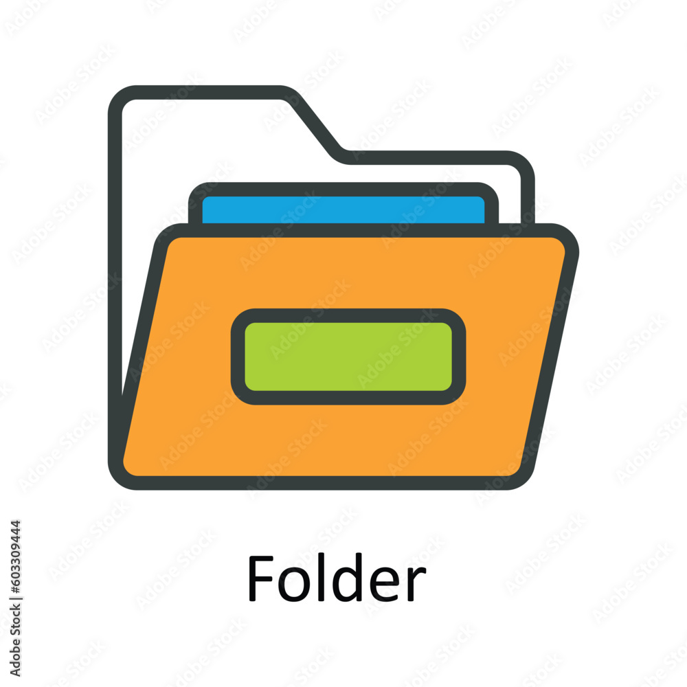 Poster folder vector fill outline icon design illustration. work in progress symbol on white background eps