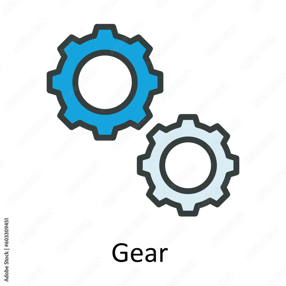 Poster gear vector fill outline icon design illustration. work in progress symbol on white background eps 1