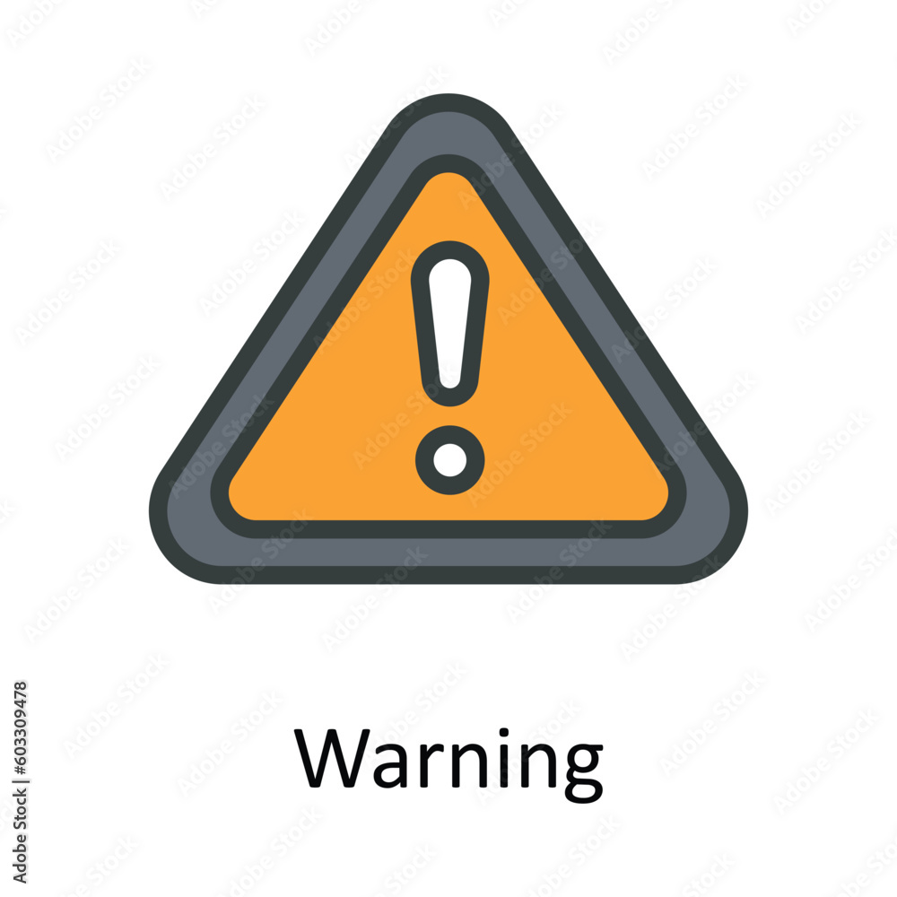 Poster warning vector fill outline icon design illustration. work in progress symbol on white background ep