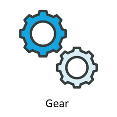 Gear  vector  Fill outline Icon Design illustration. Work in progress Symbol on White background EPS 10 File