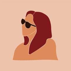 Faceless woman in sunglasses. Isolated flat vector illustration.