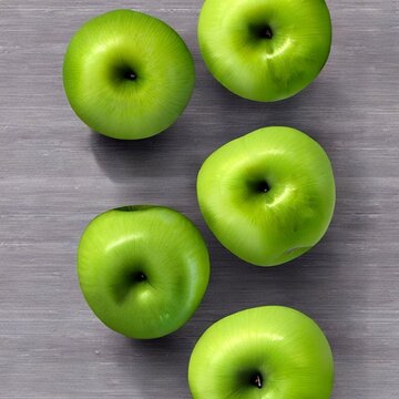 green apples on a wooden table by Generative AI