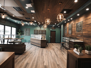 This is the front counter and interior of Alaska Fireweed, a cannabis dispensary in downtown Anchorage. Generative AI - obrazy, fototapety, plakaty