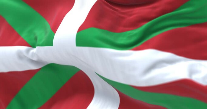 Seamless loop in slow motion of Basque Country flag waving