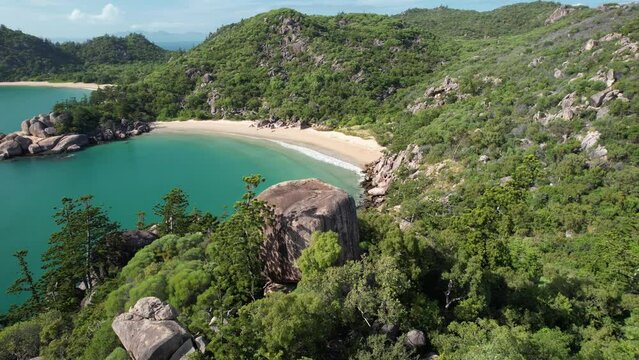 Aerial footage of Balding Bay Magnetic Island Queensland Australia