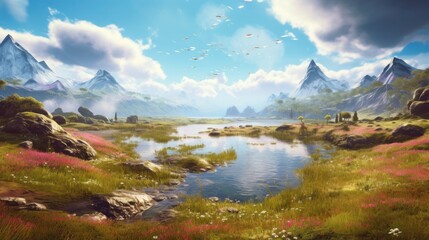 Fototapeta na wymiar Beautiful Scenery Game Art