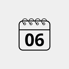 Calendar flat icon for websites and graphic resources. Important date. vector illustration of calendar with specific day 06.