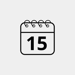 Calendar flat icon for websites and graphic resources. Important date. vector illustration of calendar with specific day 15.