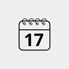 Calendar flat icon for websites and graphic resources. Important date. vector illustration of calendar with specific day 17.